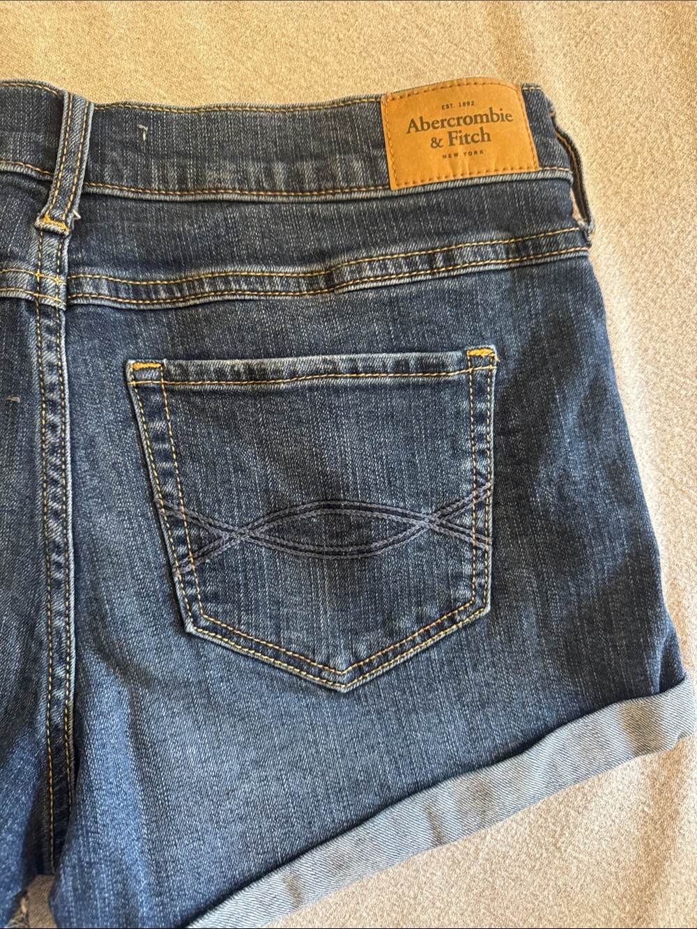 Abercrombie & Fitch Women's Dark Blue Rolled-Hem Denim Shorts